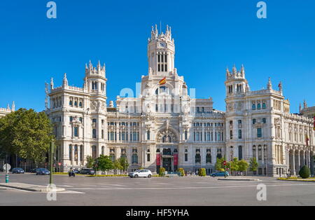 La Plaza de Cibeles, le Palais des Communications, Madrid, Espagne Banque D'Images