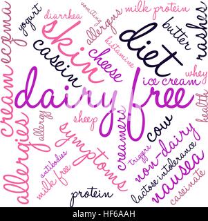 Dairy Free word cloud sur un fond blanc. Illustration de Vecteur