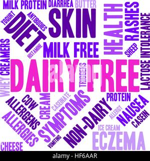 Dairy Free word cloud sur un fond blanc. Illustration de Vecteur