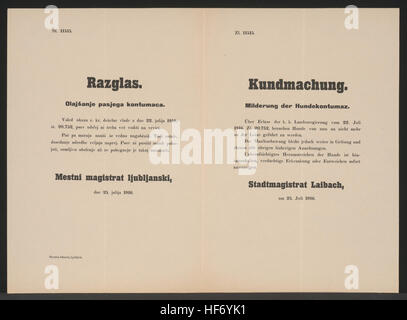 Affiches publiées à Laibach (Ljubljana) en 1916, annonçant de nouvelles réglementations sur les chiens pendant la première Guerre mondiale, y compris l'utilisation de muselières et l'observation Banque D'Images