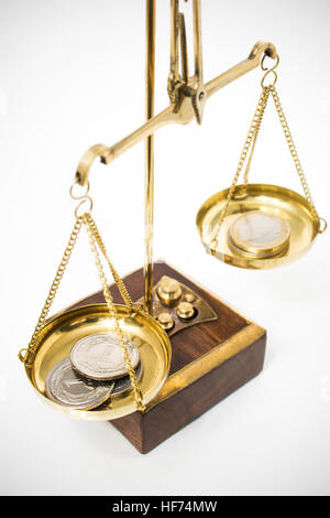 Pièces de monnaie polonaise sur les balances Banque D'Images