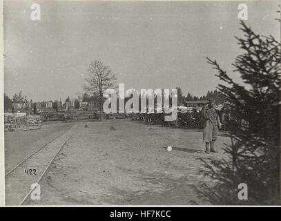 Cette image tirée de 'Kriegsalbum 95' illustre les levés militaires de l'époque de la première Guerre mondiale. Il fait partie d'une collection photographique documentant les efforts de l'armée allemande pendant la guerre, avec un accent sur la cartographie et les opérations militaires stratégiques. Banque D'Images