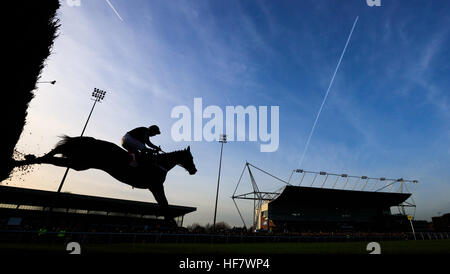 Altior, criblé de Noel Fehily, est défait en survolant une clôture avant de gagner la Chase des novices de LAD en 32Red.com lors de la deuxième journée du 32Red Winter Festival à l'hippodrome de Kempton Park. Banque D'Images