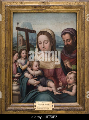 Joan de Joanes (ca. 1515-1579), la Sainte Famille avec l'enfant Saint John, ca. 1540. Sagrada Familia con San Juanito. Banque D'Images