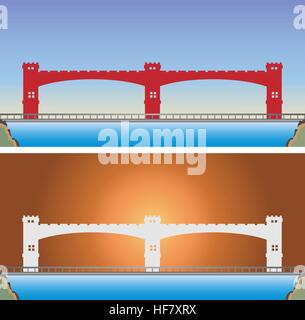 Pont et Tour d'observation avec Sky Background vector Illustration Illustration de Vecteur