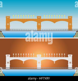 Pont et Tour d'observation avec Sky Background vector Illustration Illustration de Vecteur