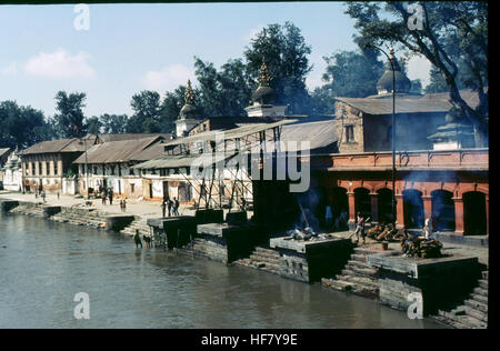 La rivière sacrée Bagmati près de Pashupatinath, au Népal, un important lieu de pèlerinage hindou. Le temple de Pashupatinath est réputé pour son importance religieuse au Népal et dans le nord de l'Inde. Banque D'Images