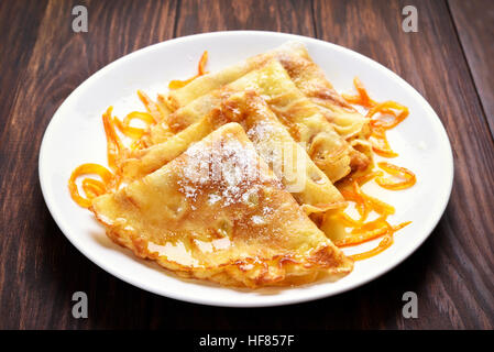 Crêpes Crêpes à l'orange Banque D'Images