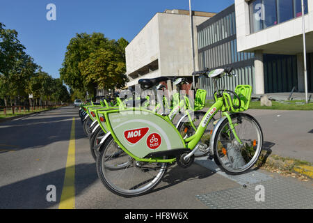 Fahrradverleih, Budapest, Hongrie, société de location de vélos, hongrois Banque D'Images