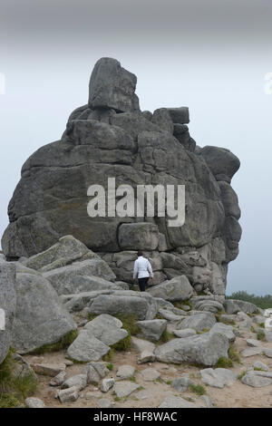 Mittagstein, Side, Polen, partir de la pierre, Sudètes, poteaux Banque D'Images