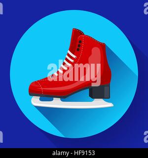 Patins glace classique rouge vecteur icône. Les équipements de sport. Vue de côté Illustration de Vecteur