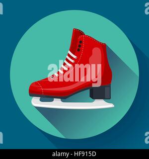 Patins glace classique rouge vecteur icône. Les équipements de sport. Vue de côté Illustration de Vecteur