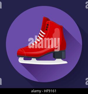 Patins glace classique rouge vecteur icône. Les équipements de sport. Vue de côté Illustration de Vecteur