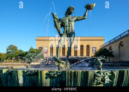 La célèbre statue de Poséidon à Gotaplatsen à Göteborg, Suède Banque D'Images