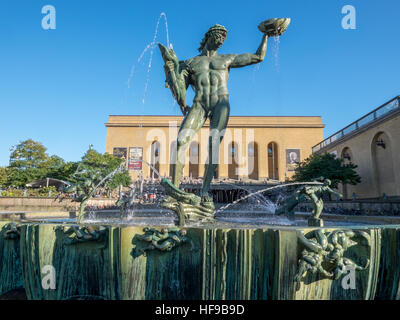 La célèbre statue de Poséidon à Gotaplatsen à Göteborg, Suède Banque D'Images