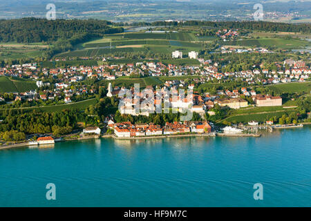 Vue aérienne, Meersburg, centre historique, le lac de Constance, Bade-Wurtemberg, Allemagne Banque D'Images