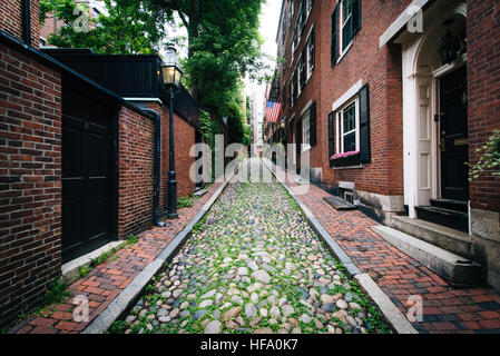 Acorn Street, à Beacon Hill, Boston, Massachusetts. Banque D'Images