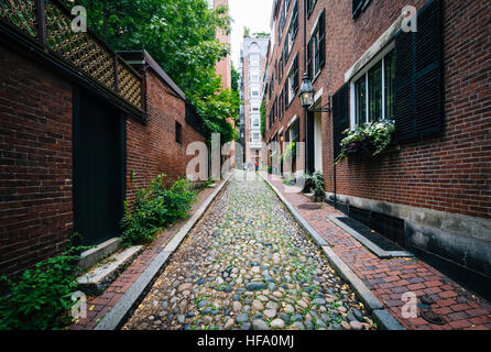 Acorn Street, à Beacon Hill, Boston, Massachusetts. Banque D'Images