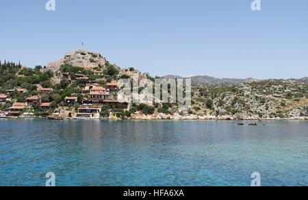 Port de Kalekoy Château Simena et près de l'île de Kekova en Turquie Banque D'Images