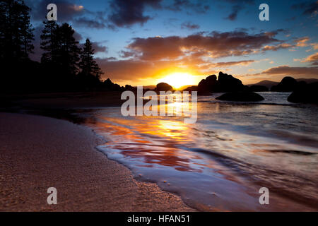 Coucher du soleil à Lake Tahoe Nevada Sand Harbor Beach Banque D'Images