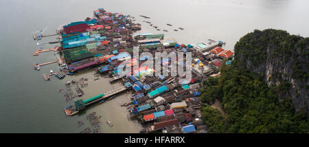 Vue paysage aérien de Koh Panyee village, Thailande, Asie Banque D'Images