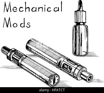 Vector esquisse de la cigarette électronique. Illustration de Vecteur