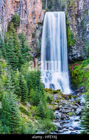 Avis de Tumalo Falls, sur Tumalo Creek, près de Bend, Oregon. Banque D'Images