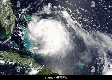 Image satellite de l'ouragan Katrina, près de la côte de Floride. Banque D'Images