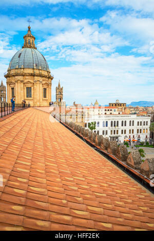 La cathédrale de Palerme et toit dome, Palerme, Sicile, Italie, Europe, Banque D'Images