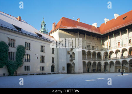 Courtyard Château Royal de Wawel Krakow Pologne Banque D'Images