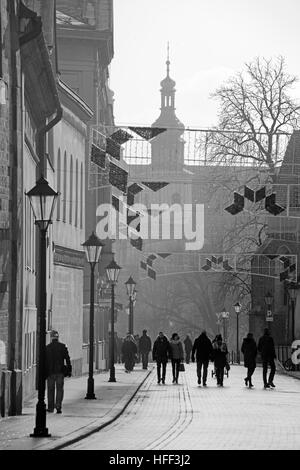 En hiver Rue Grodzka Cracovie Pologne Banque D'Images