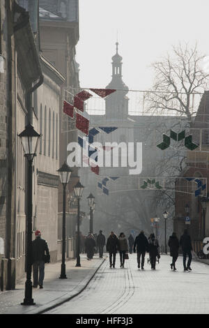 En hiver Rue Grodzka Cracovie Pologne Banque D'Images