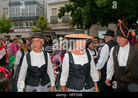 Groupe de musique folklorique, les Festivités de la Vierge de Montserrat, Monforte de Lemos, Lugo province, région de la Galice, Espagne, Europe Banque D'Images