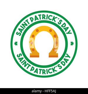 Seal stamp de Saint Patricks Day concept avec horseshoe icône sur fond blanc. design coloré. vector illustration Illustration de Vecteur