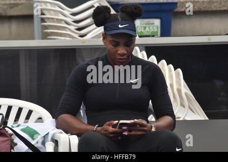 Auckland, Nouvelle-Zélande. 30Th Dec 2016. super star de tennis Serena Williams lors d'une séance de formation à l'ASB Tennis Centre, Auckland, Nouvelle-Zélande. Il est prévu pour jouer au tournoi de tennis ASB Classic commence le lundi 2 janvier © Shirley Kwok/Pacific Press/Alamy Live News Banque D'Images