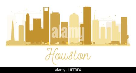 Houston City skyline silhouette d'or. Vector illustration. Concept simple pour le tourisme présentation, bannière, un placard ou un site web. Illustration de Vecteur