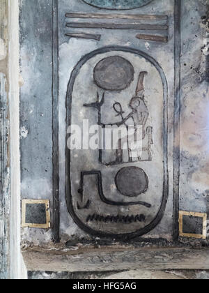 Cartouche dans le temple funéraire de Seti I sur la rive ouest du Nil à Louxor, Égypte, Afrique du Nord Banque D'Images