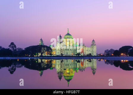 Kolkata (Calcutta, Kalkutta) : Victoria Memorial au coucher du soleil, le Bengale occidental, Inde, Westbengalen Banque D'Images