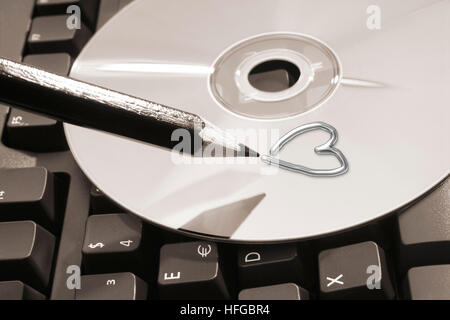 Messages d'amour gravé sur un CD Banque D'Images