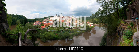 Loket (Elbogen (aujourd'hui) : vieille ville, entourée par la rivière Ohre, (Eger), , Karlovarsky, Karlsbader Région, Région de Karlovy Vary, République Tchèque Banque D'Images