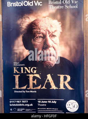 Une publicité pour le Roi Lear au Bristol Old Vic Banque D'Images