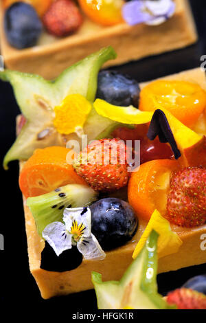 Des gâteaux aux fruits. Alimentaria, Nourriture et boissons International Exposition, L'Hospitalet de Llobregat, Barcelone, Catalogne, Espagne Banque D'Images