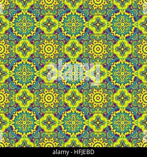 Motif dentelle colorée avec des éléments. Résumé fond bleu jaune. Stock Vector illustration. Illustration de Vecteur