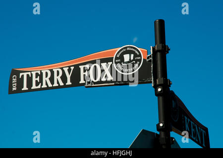 Plaque de Rue Terry Fox - Charlottetown - Canada Banque D'Images