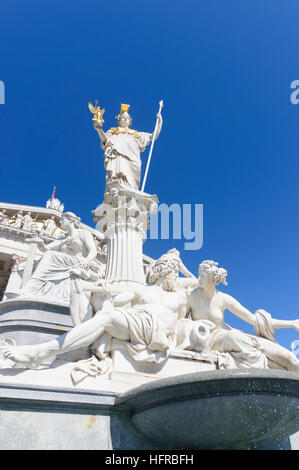 Wien, Vienne : bâtiment du Parlement et Pallas Athene fontaine, Wien, Autriche Banque D'Images