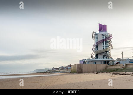 Le quai vertical ou Phare à Redcar à Cleveland, UK Banque D'Images