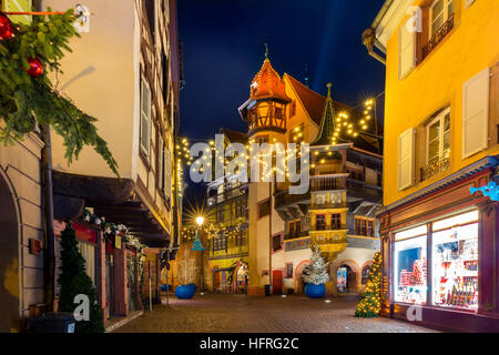 Maison Pfister la nuit à Colmar, Belgique Banque D'Images