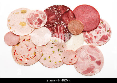 Variétés de saucisses, charcuterie Banque D'Images