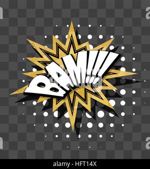 Sparkle Gold Bam lettrage texte comique Illustration de Vecteur