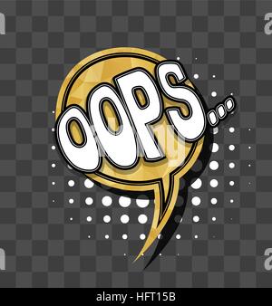 Gold sparkle Oops lettrage texte comique Illustration de Vecteur